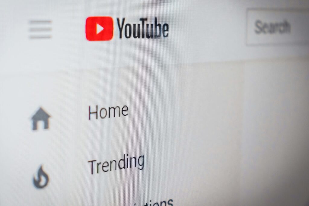 Page d'accueil de YouTube en anglais