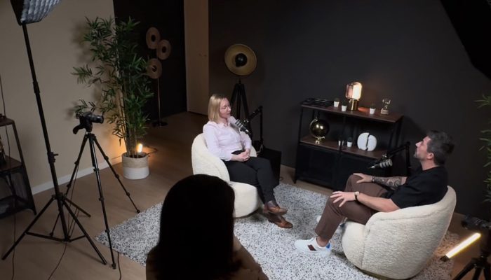 tournage podcast studio